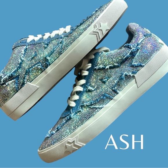 Women's Blue Malibu Strass Crystals Sneakers (Sz 41 / Fits 10-10.5) (NWOT) - Picture 1 of 11